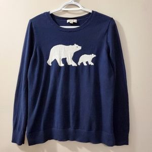 Loft - Polar Bears Sweater in Navy - Size L